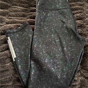 ZYIA Glitter Leggings - Black and Purple